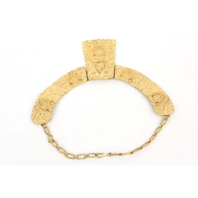 1960s Vintage Signed Kenneth Lane Egyptian Etruscan Style Gold Plated Collar Necklace For Sale - Image 5 of 11