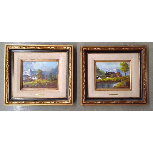 Carlo Mancini, Italian 20th Century, Alpine Cottage Scenes, Oils on Canvas - Set of 2 For Sale - Image 4 of 16
