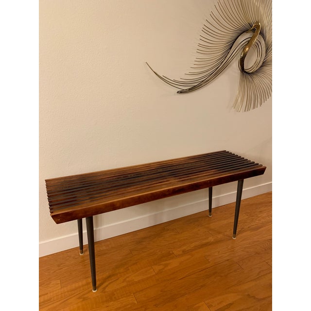 Mid Century Modern Wood Slat Bench From Nasco Yugoslavia Chairish