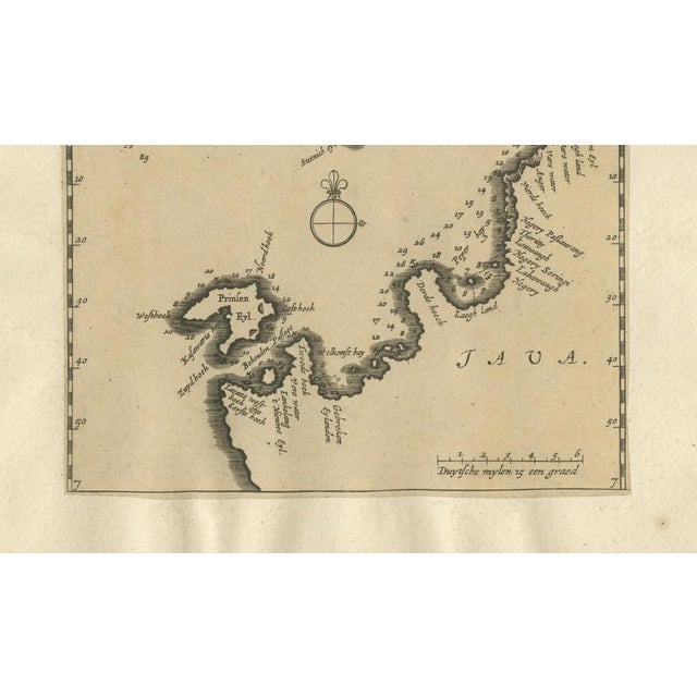 Paper Sunda Strait Sea Chart, Sumatra and Java, Dutch Engraving c.1700 For Sale - Image 7 of 9