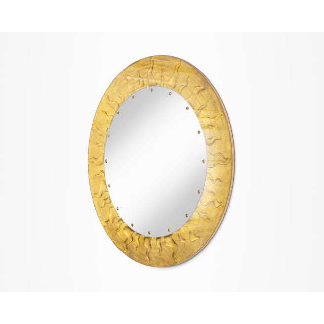 Mid-Century Modern Large Vintage Gilded Églomisé Sunburst Mirror by David Marshall, Signed For Sale - Image 3 of 5