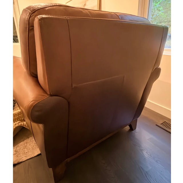American Leather Club Chair Rolled Arm American Design For Sale - Image 3 of 11