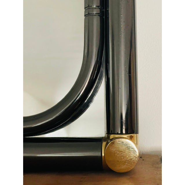Vintage Rectanglar Wall Mirror in Tubular Metal and Brass, 1970s-1980s For Sale - Image 6 of 18