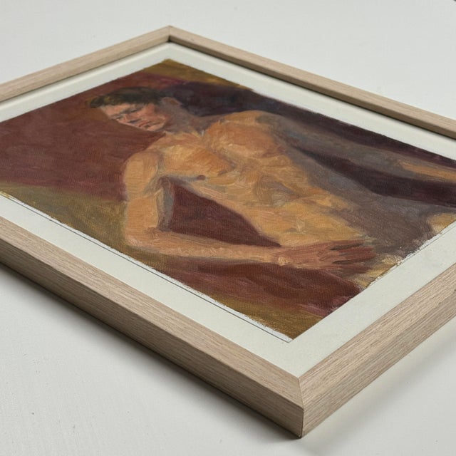 Vintage Expressionist Male Figurative Portrait, Framed (Oil on Canvas Paper) For Sale - Image 4 of 4