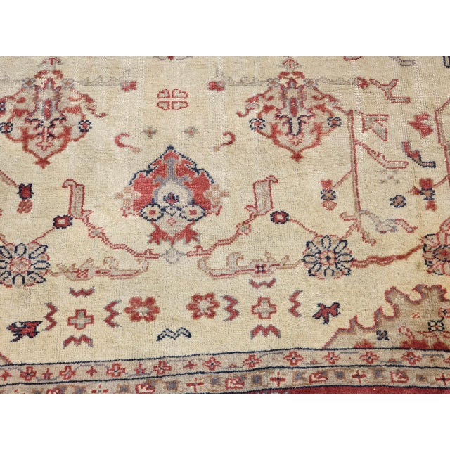 Antique Turkish Oushak Rug, Hand-Knotted Wool, Allover Geometric Pattern, Tan & Red, 14' X 15' For Sale - Image 16 of 18