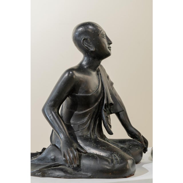 1970s Unknown, Thai Monks, 1800s, Bronze and Terracotta, Set of 2 For Sale - Image 5 of 9