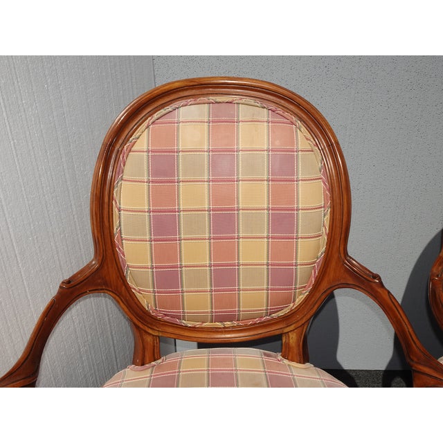Pair of Vintage Karges French Style Plaid Side Chairs 2of2 For Sale In Los Angeles - Image 6 of 12