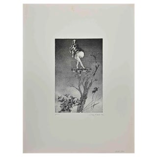 Leo Guida, Man on a Tree, Etching, 1972 For Sale