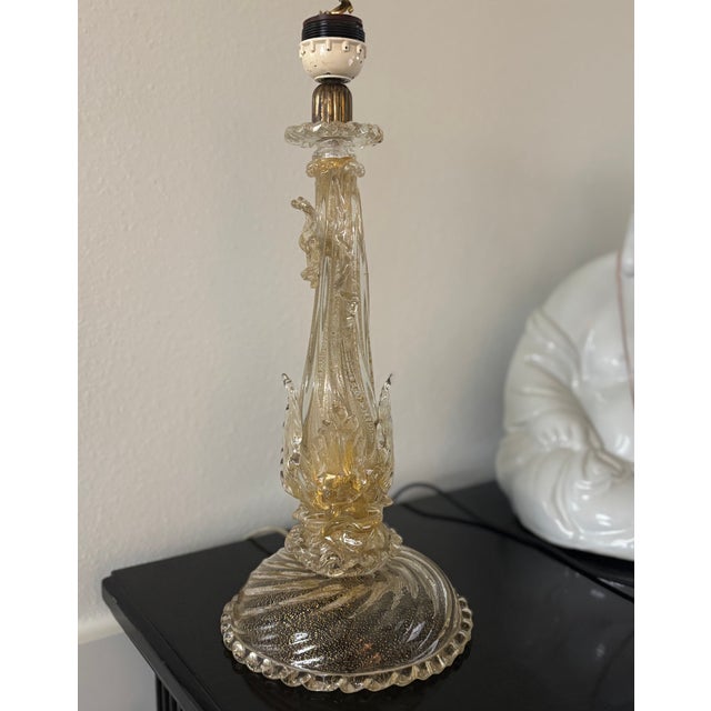Art Deco Antique Golden Dolphin Murano Lamp Attributed to Barovier & Toso For Sale - Image 3 of 12