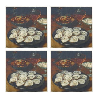 Siren Song Oysters Dinner Napkins - Set of 4 For Sale