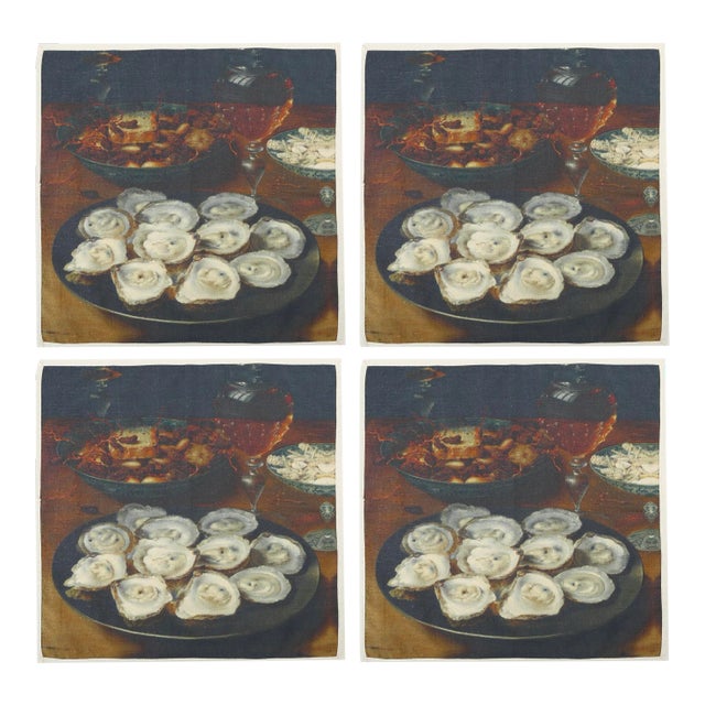 Siren Song Oysters Dinner Napkins - Set of 4 For Sale