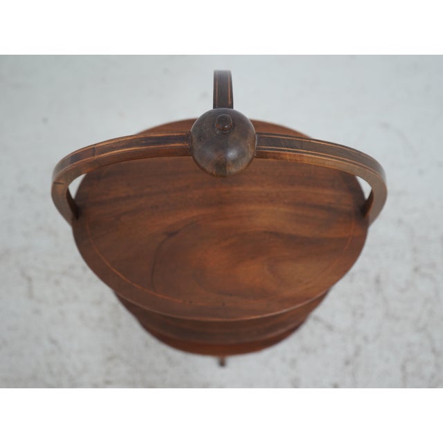 Vintage Inlaid Mahogany Tiered Muffin Stand For Sale - Image 4 of 10