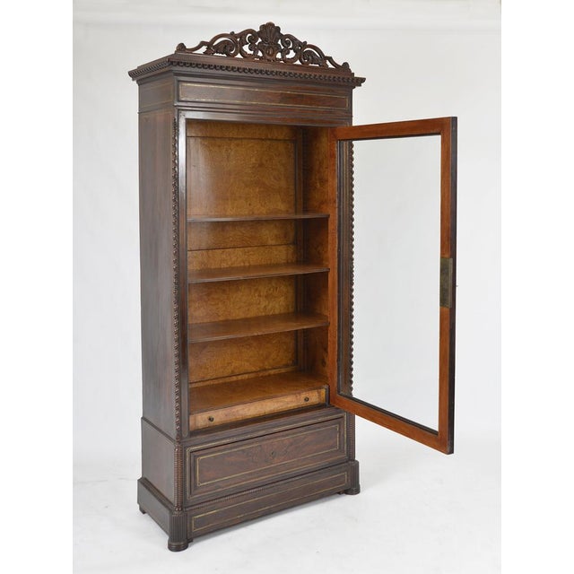 19th Century French Louis XVI Style Display Cabinet or Bookcase in Rosewood & Satin Birch For Sale - Image 3 of 18