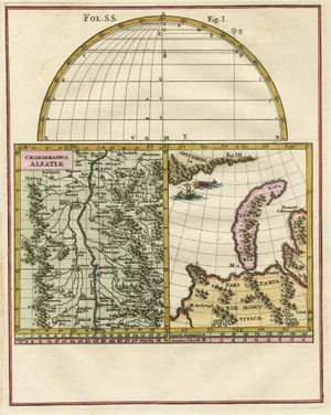 Remarkable Map of the Alsace Region and Nova Zembla, Russia, 1700