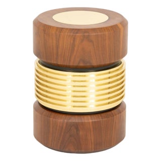 Hannoi Walnut and Gold-Tone Brass Side Table For Sale