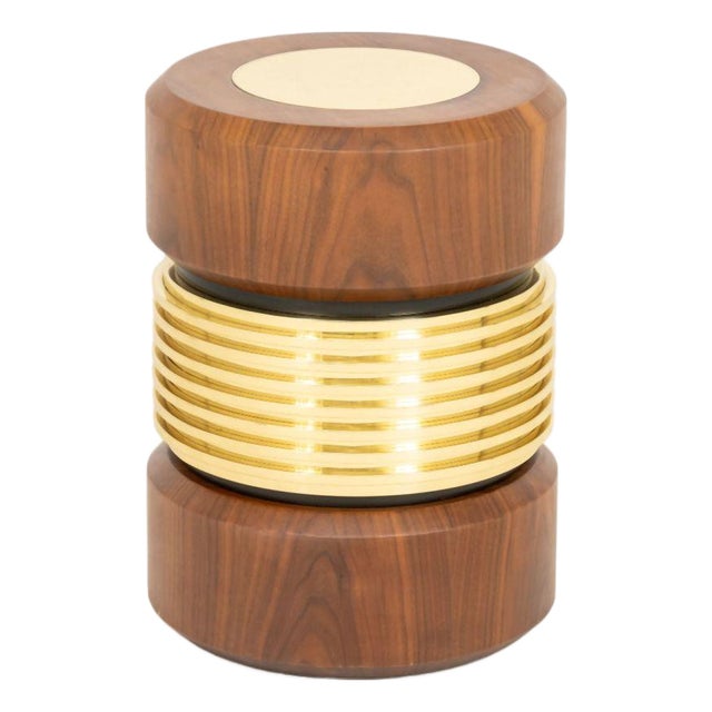 Hannoi Walnut and Gold-Tone Brass Side Table For Sale