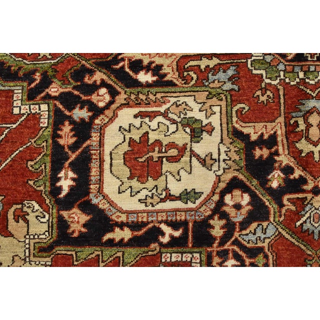 Heriz Ziegler Rug 9′ X 11’11” Red Wool Traditional Hand-Knotted Oriental Carpet For Sale - Image 11 of 15