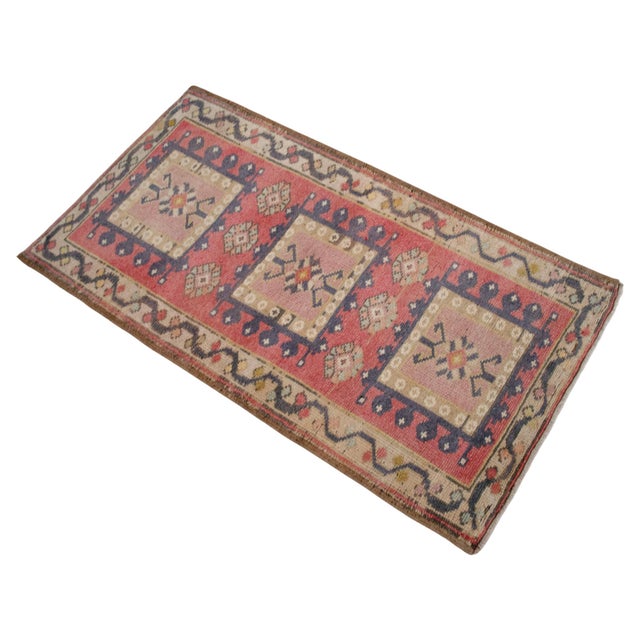 Hand Knotted Door Mat, Entryway Rug, Bath Mat, Kitchen Decor, Small Rug, Turkish Rug - 1′9″ × 4′6″ For Sale - Image 6 of 14