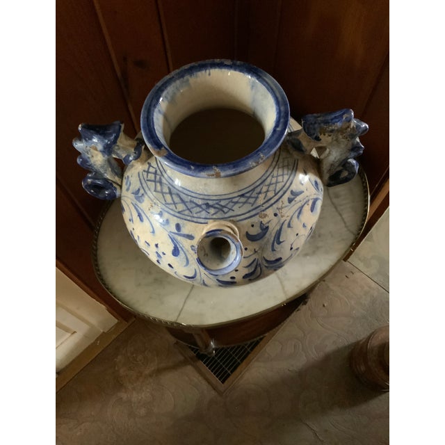 Mid 19th Century Large Italian Glazed Pottery Vase. With Seahorse Handles. Made in Tuscany for Fortunata For Sale In Boston - Image 6 of 9