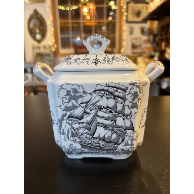 Black 1930s Mason’s the Cutty Sark Lidded Canister For Sale - Image 8 of 10