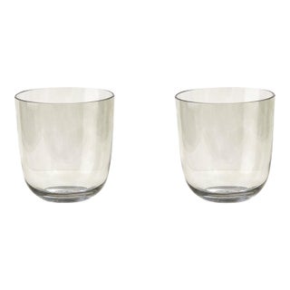Tourmaline Green Hand-Blown Bubble Glass Tumbler, Set of 2 For Sale