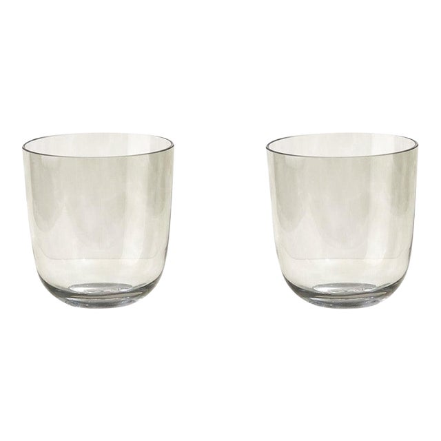 Tourmaline Green Hand-Blown Bubble Glass Tumbler, Set of 2 For Sale