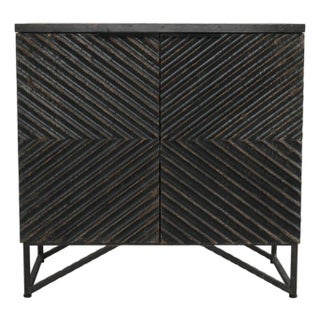 Ebony Geometric Wood Cabinet For Sale