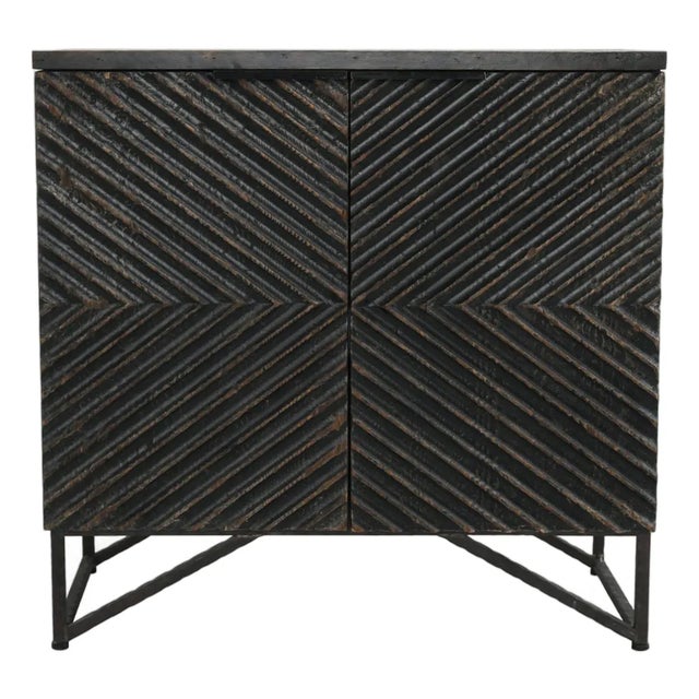 Ebony Geometric Wood Cabinet For Sale