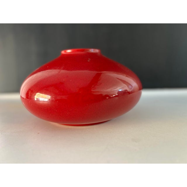 90's Modernist Amano Art Pottery Deep Red Made in Germany Vase For Sale - Image 4 of 5