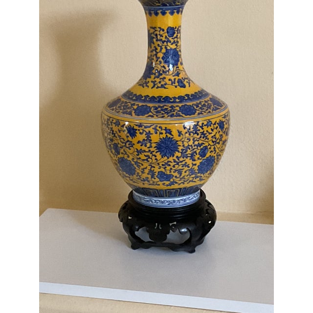 Ceramic Vintage Chinese Porcelain Mustard-Yellow Glazed Vase For Sale - Image 7 of 12