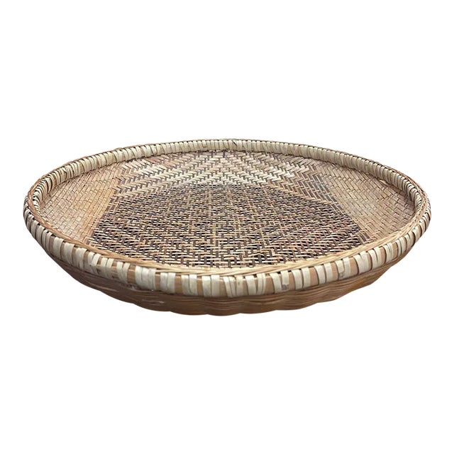 1970s Vintage Rattan Woven Basket For Sale