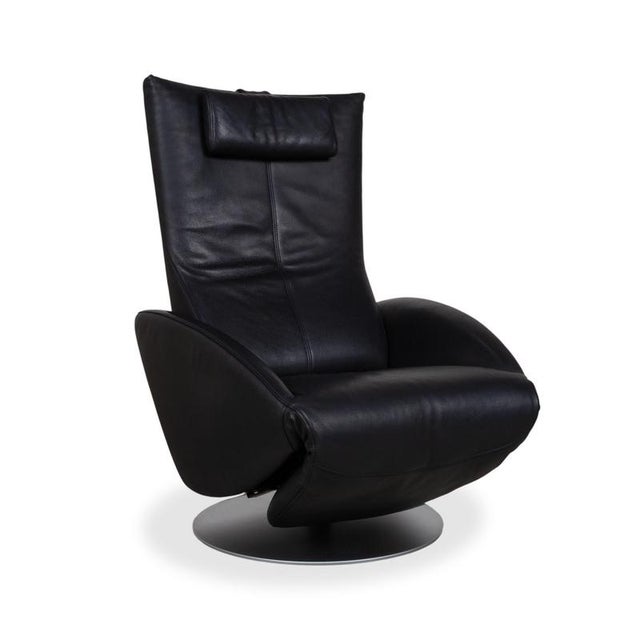 FSM Mate Leather Armchair in Dark Blue with Electric Function Battery Recliner For Sale - Image 12 of 12