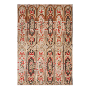 Antique Russian Bessarabian Kilim Black Ivory-Brown Floral-Geometric Design Flat Weave Wool Rug