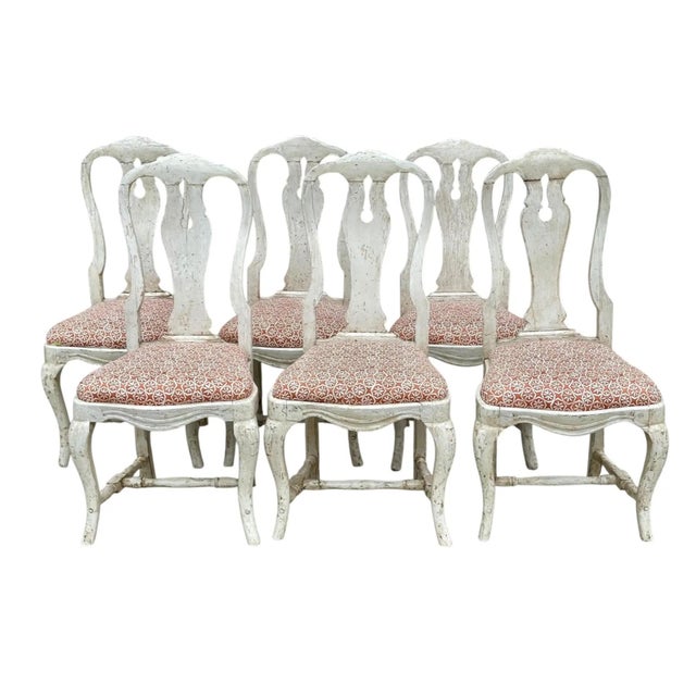 Textile Set of Only 2 Antique 18 C Gustavian Dining Chairs W Carolina Irving Andaluz Linen Fabric For Sale - Image 7 of 7