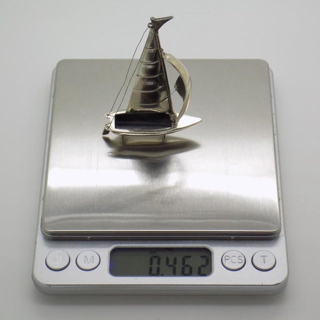 Vintage Italian Handmade Genuine Silver Sailing Ship Figurine Miniature, 1980s For Sale - Image 10 of 12