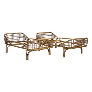Set of Rattan and Bamboo Beds, 1970s For Sale