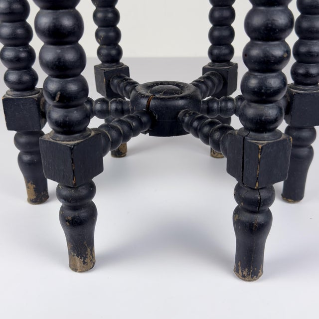Small Antique Early 20th Century Hexagonal Walnut Side Tables with Turned Bobbin Legs, Italy, Set of 2 For Sale - Image 14 of 18