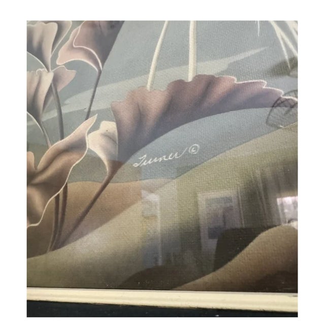 Mid-Century Modern 940s–50s Turner Manufacturing Co. Egret Lithograph — Original Mirrored Frame, Art Deco For Sale - Image 3 of 3