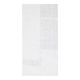 1970s Vintage Handmade Wool Cotton White Runner Rug For Sale
