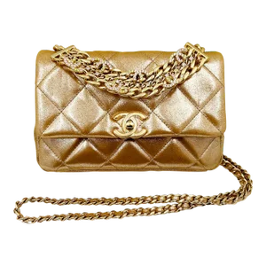 Chanel Gold Shimmer Crystal CC Handle Crossbody 2 Way Bag