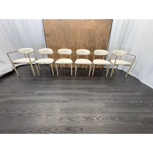 Restoration Hardware Arno Fabric Dining Chairs Complete Set of 6 | 4 Side Chairs & 2 Armchairs For Sale - Image 13 of 18