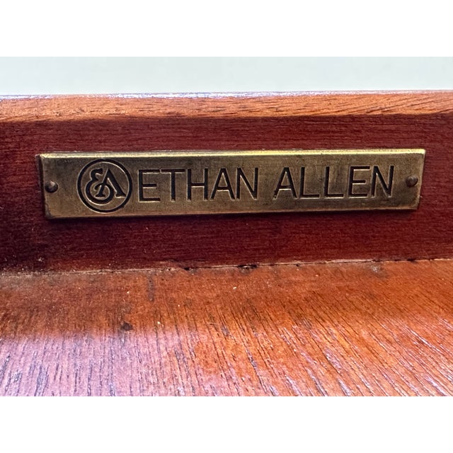 1980s 61” Ethan Allen Federal Executive Style Cherry Computer Writing Desk For Sale In Los Angeles - Image 6 of 8