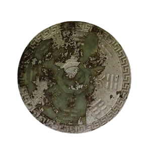 Chinese Stone Ancient Motif Carving Eight Trigrams Round Decor Display