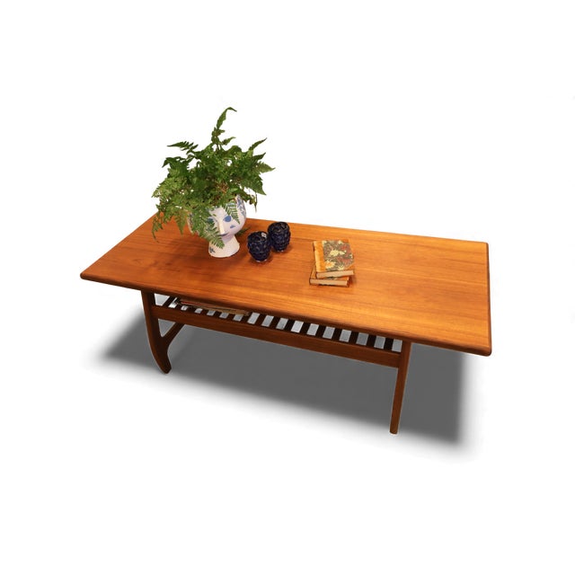 Danish Coffee Table in Teak and Walnut with Magazine Shelf, 1960s For Sale - Image 11 of 15