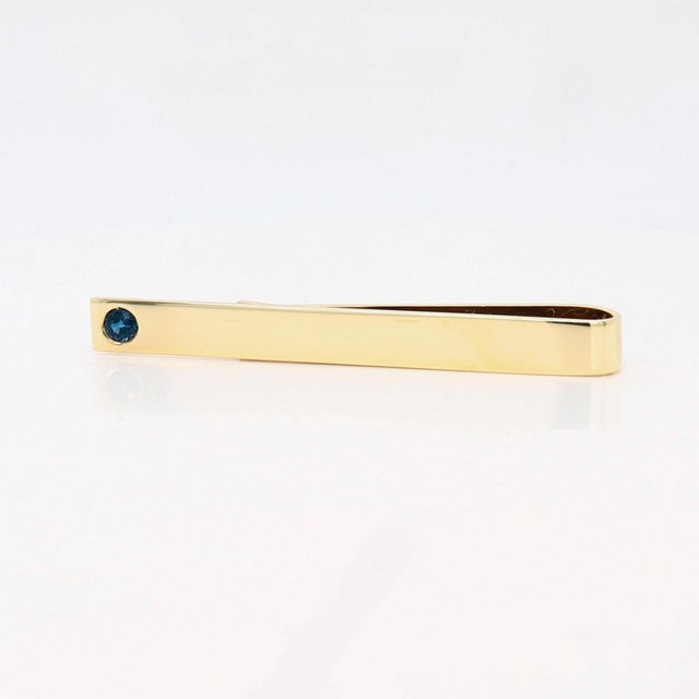 Tiffany and Co. Tiffany & Co. 14k Yellow Gold & Sapphire Tie Bar or Tie Clip For Sale - Image 4 of 14