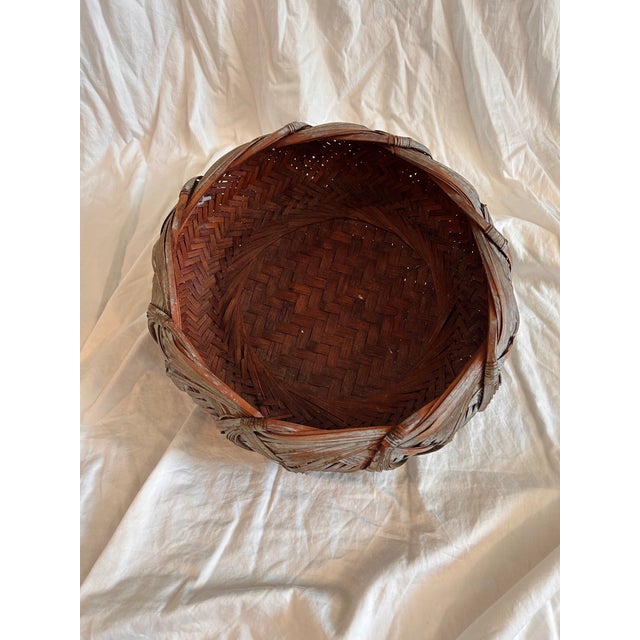 Contemporary Vintage Japanese Bamboo Ikebana Basket For Sale - Image 3 of 4