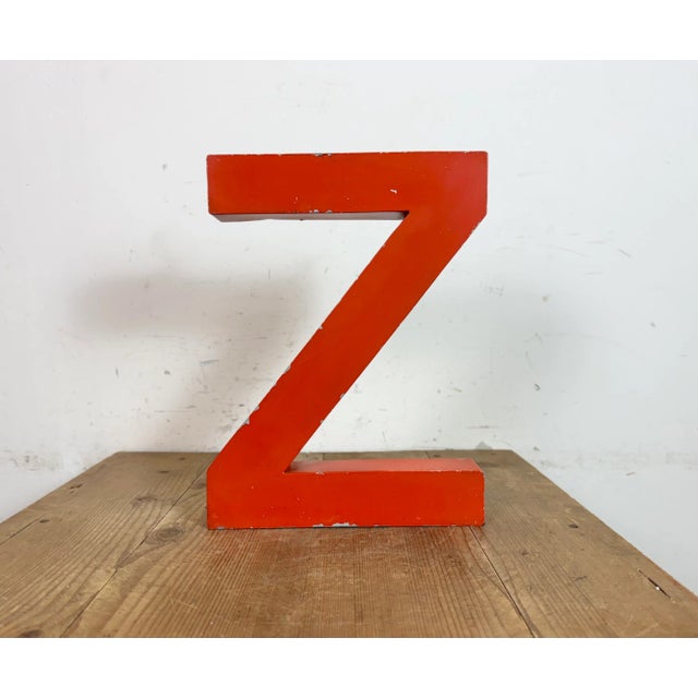 This vintage industrial facade letter “Z” was made during the 1970s in Italy and comes from an old advertising banner. The...