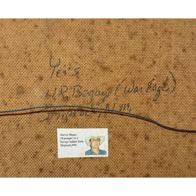 1980s Original Native American Navajo Indian Sand Painting by Harvey Wareagle Begay For Sale - Image 9 of 12