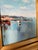 Vintage Impressionist Abstract Coastal Harbor Oil on Canvas Painting, Gold Wood Framed For Sale - Image 10 of 12