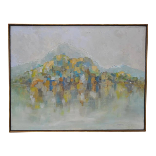1950s Bradford Burton Mid-Century Modern Abstract Landscape Oil Painting For Sale